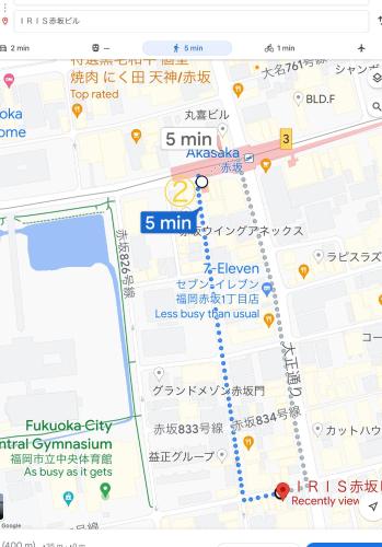 a screenshot of a google map at Guest house AKASAKA in Fukuoka