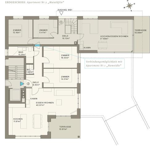 a floor plan of the proposed redevelopment of a building at Ahorn Chalet Mittelberg in Mittelberg