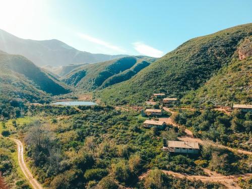 an aerial view of a valley with mountains at AfriCamps at Pat Busch in Robertson