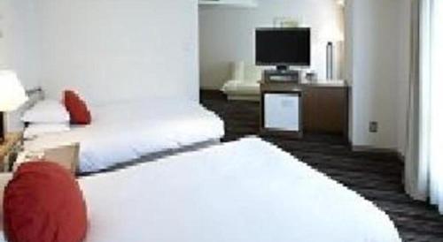 a hotel room with a bed and a television at Pearl Hotel Mizonokuchi in Yokohama