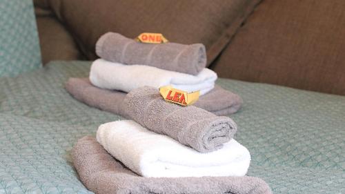a group of towels with a toy truck on them at FEWO Wimmer in Bischofswiesen