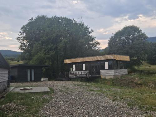 a small cabin in the middle of a field at A 3 villa in Nucşoara