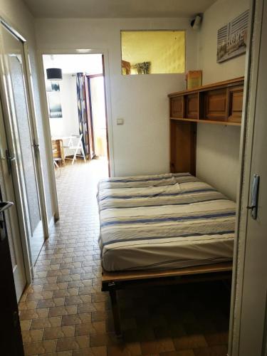 a bedroom with a bed in a room at Studio à 200 mètres la plage du Plan d'eau in Embrun