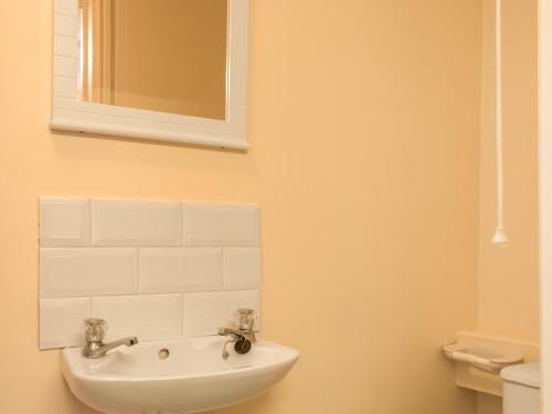 a bathroom with a sink and a mirror at Border View in Kington