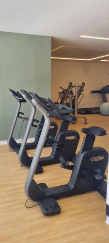 a row of treadmills in a gym at Sentido Marillia Resort & Spa in Hammamet