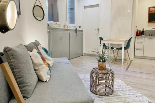 un salon avec un canapé et une table dans l'établissement #D8 The Pradel Championnet district City center, à Grenoble