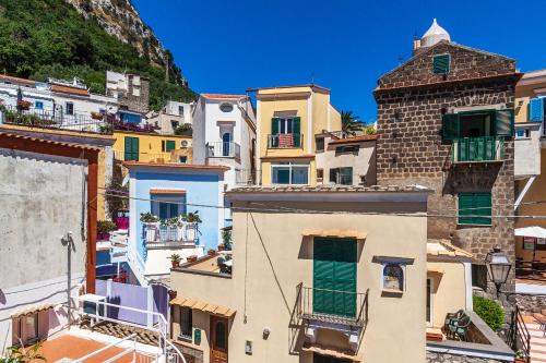 a view of a group of buildings in positano at Casa Simi in Nerano