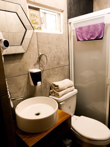 a bathroom with a white sink and a toilet at Stay6 Confort en Grupo Durango in Durango