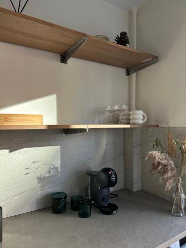 Kuchyň nebo kuchyňský kout v ubytování Dvaro central studio