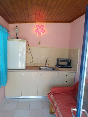 Kuchyň nebo kuchyňský kout v ubytování Maria's Beach Escape Salamina