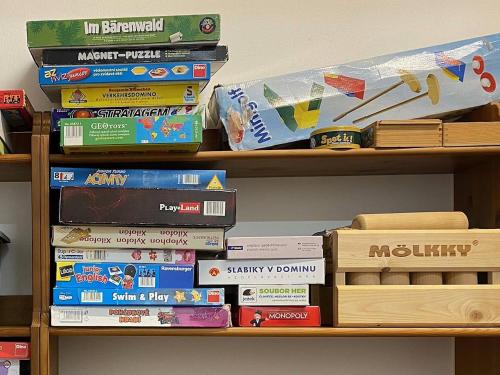 a book shelf filled with lots of books at Hájenka Čenkovice in Čenkovice