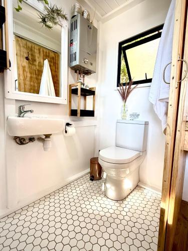 a bathroom with a toilet and a sink at The Bachelor in Mossel Bay