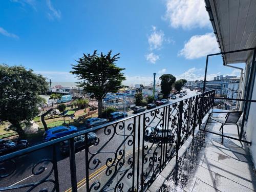 a balcony with a view of a city at Pacific Hotel in Clacton-on-Sea