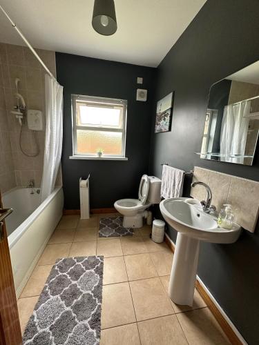 a bathroom with a toilet and a sink at A home in Bundoran in Bundoran
