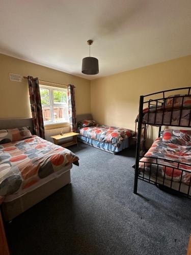 a bedroom with two bunk beds and a window at A home in Bundoran in Bundoran