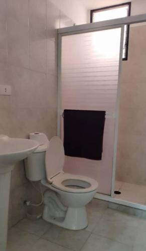 a bathroom with a toilet and a sink at Magnífico Apartamento en Mérida in Mérida
