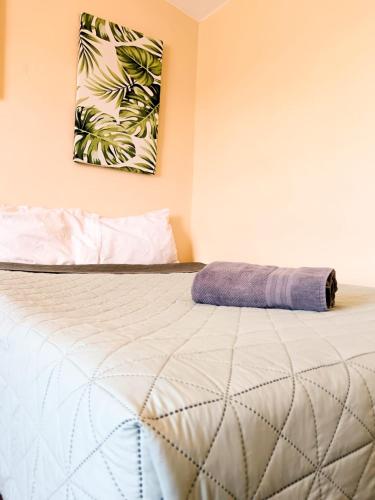a bed in a bedroom with a painting on the wall at Loft familiar, Paseo Durango in Durango