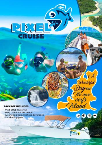 a flyer for a cruise on a boat in the water at Pixel Cruise in Trou dʼ Eau Douce