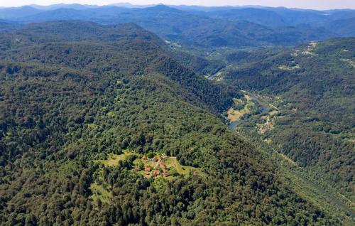an aerial view of a house in the middle of a forest at House Toni by Villas Guide in Brod Moravice