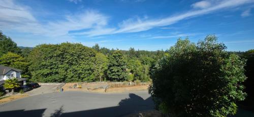 an overhead view of a parking lot with a skate park at Guest Suite in Langford Victoria in Victoria