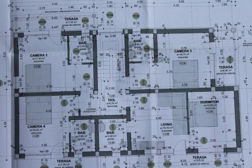 a drawing of a building with lots of numbers on it at Arnica Montana in Arieşeni
