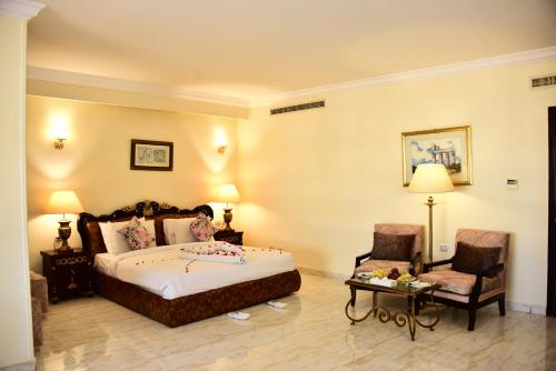 a hotel room with a bed and a chair at Hollywood Aqua Park Sharm El-Sheikh in Sharm El Sheikh