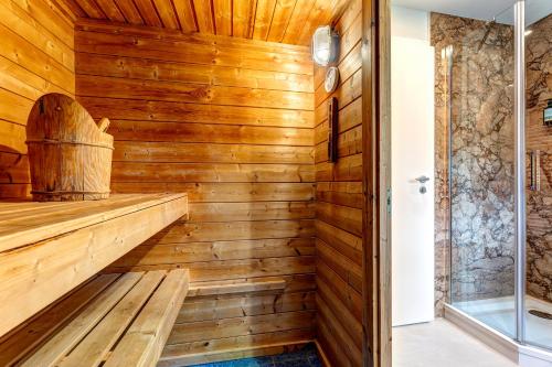 Koupelna v ubytování Dünenhäuser Ückeritz UnserUsedomDe FeWo ca80qm mit privater Sauna und Kamin Parkplatz direkt am Strand 7I3