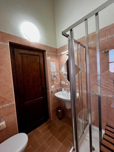 a bathroom with a toilet and a sink and a shower at Antico Borgo Delle Rose in Gricignano