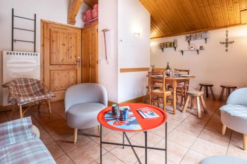 Χώρος καθιστικού στο Adorable apartment near the slopes Les Houches