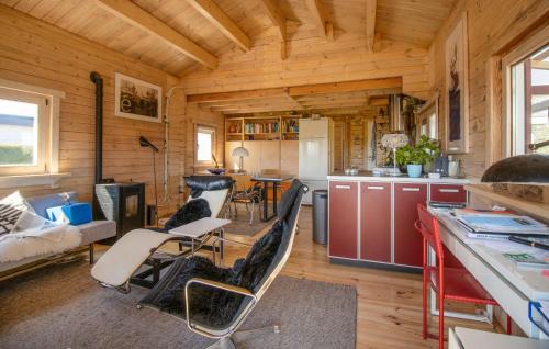 a kitchen and living room in a tiny house at 1 Bedroom Stunning Home In Menaam in Dronrijp