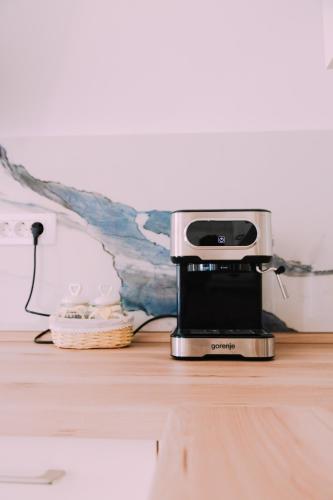 a food processor sitting on top of a counter at Apartma BoMa in Bovec
