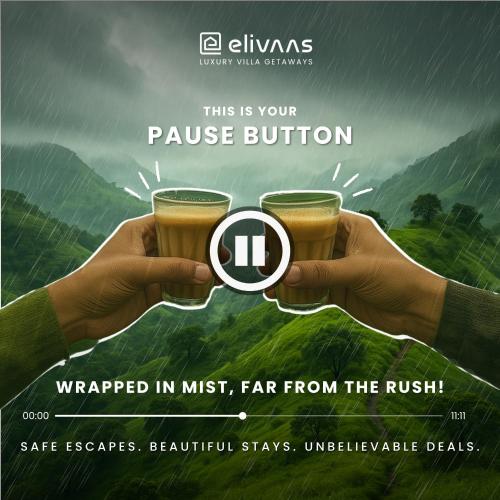 two hands holding two cups of coffee in the rain at ELIVAAS Bogenvilla Luxe 3 BHK Villa Near Ozran Beach in Assagao