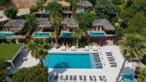 an aerial view of a resort with a swimming pool at Kas Marin Hotel in Kas