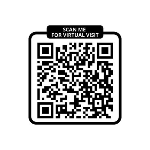 un code qr noir et blanc avec un signe me scanner pour une visite virtuelle dans l'établissement Bluestay 5- Superbe appartement à Paris, à Paris