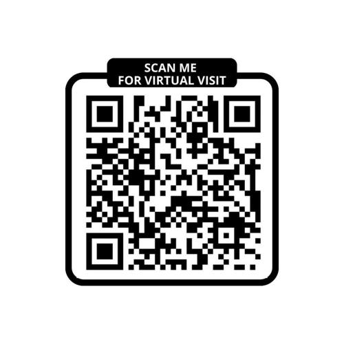 un code qr noir et blanc avec un signe me scanner pour une visite virtuelle dans l'établissement 205-Suite Villa Valmy, à Paris
