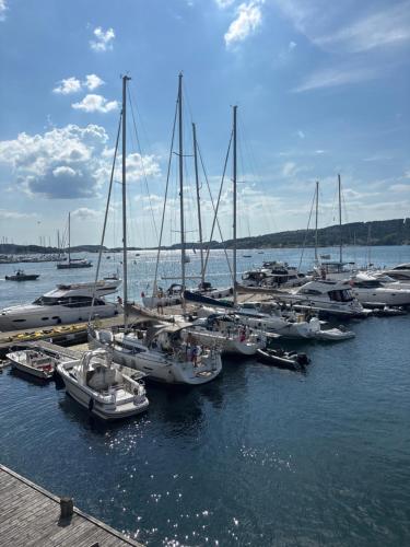 a group of boats docked in a harbor at Marinan Richters in Fjällbacka