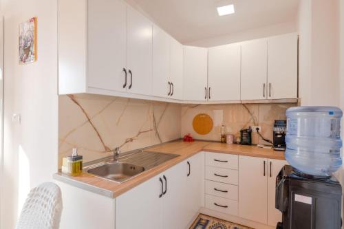 Kuchyň nebo kuchyňský kout v ubytování Ramaj Apartment Ksamil