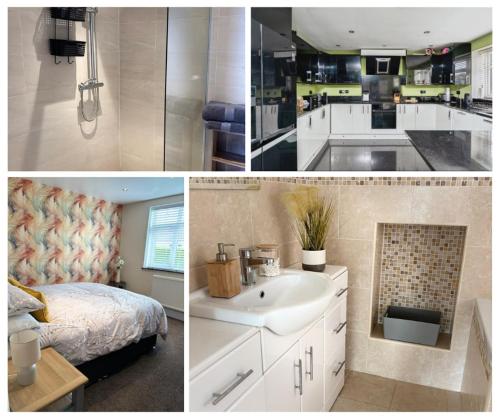 Η κουζίνα ή μικρή κουζίνα στο Two Bedroom House by Brookland Stays Serviced Accommodation Short Lets Deeside with Free WiFi
