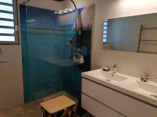 Koupelna v ubytování Villa La Caz des 7 cocotiers - Piscine & Plages à Boucan