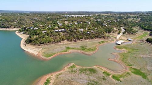 an aerial view of an island in the water at Pet-Friendly Oasis in Gated Community in Spicewood