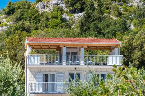 a villa with a balcony on a mountain at Villa Senka in Rogotin