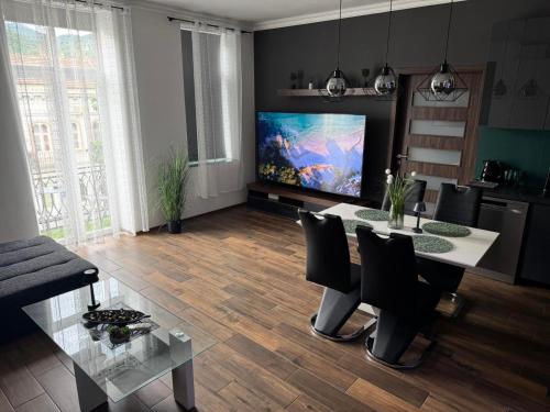 Un televizor și/sau centru de divertisment la NewPlace Luxury Apartment