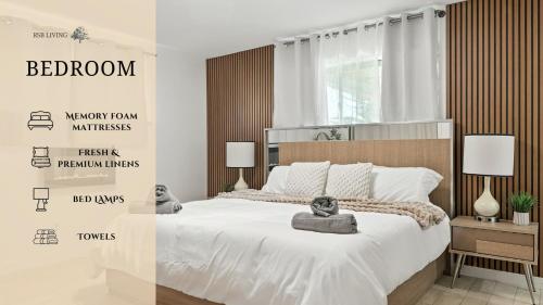 Ένα ή περισσότερα κρεβάτια σε δωμάτιο στο Amazing 4BR 2Bath Home w Hot Tub Pool & Game Room