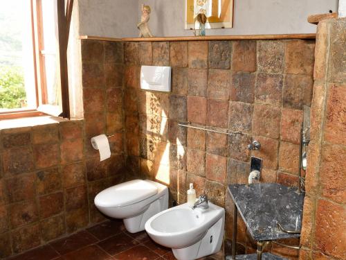 un bagno con un water e un lavandino di Large apartment in a farmhouse a Modigliana