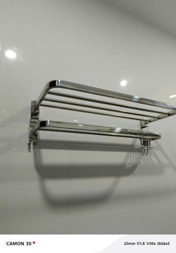 a close up of a metal object on a table at EPM Tower Hotel and Events Place in Alfonso