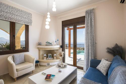 Posezení v ubytování Anastasia Villa, Libyan SeaViews with Heated Pool, By ThinkVilla
