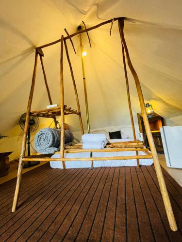 a room with two beds in a tent at Ella Soul Nest Glamping Tent for Nature Lovers in Ella
