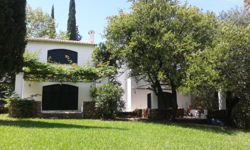 a white house with a tree in the yard at Alexandra villas in Gouvia