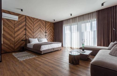 Ένα ή περισσότερα κρεβάτια σε δωμάτιο στο Didukh Eco Hotel&Spa