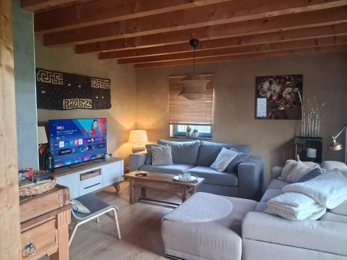 Maison en boisにあるテレビまたはエンターテインメントセンター